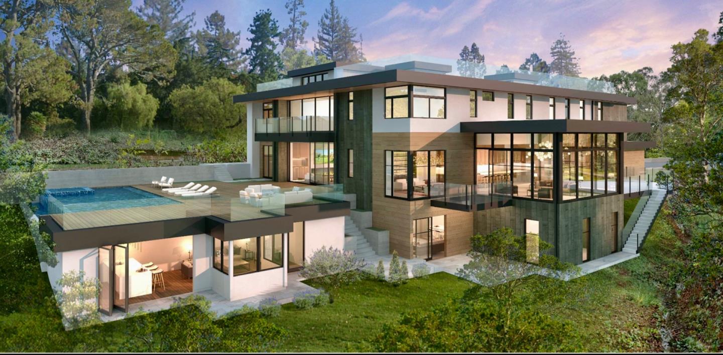 Modern Luxurious Atherton Estate located in the most prestigious estate neighborhoods in the Silicon Valley on a gorgeous 53,892 lot surrounded by mature oak trees and a seasonal creek setting*This proposed 13,181 SQFT to be built modern masterpiece includes a three story 11,607 SQFT modern main home, a two story 924 SQFT ADU, and a 650 SQFT pool house*Excellent floor plan w/ phenomenal architectural design features: 7 bedrooms, 8 designer bathrooms, immense great room, fantastic bonus room/billiards room/in-law quarters, amazing office/library *Enormous epicurean & open kitchen w/ top-quality appliances, marble counters, & family dining*Large 4-car garage*Detached guest House and detached pool house*Excellent location in an upscale Atherton estate neighborhood w/ tremendous pride of ownership and surrounded by $20M to $40M+ estates* Main Residence 1st Floor including garage: 4,974 SQFT, 2nd Floor: 4,040 SQFT, Basement 3,517 SQFT, Pool House: 650 SQFT*Epic. Elegant. Sophisticated*Rare opportunity to customize your home based on your own needs & lifestyle*Water & fire features is a integral parts of the design*