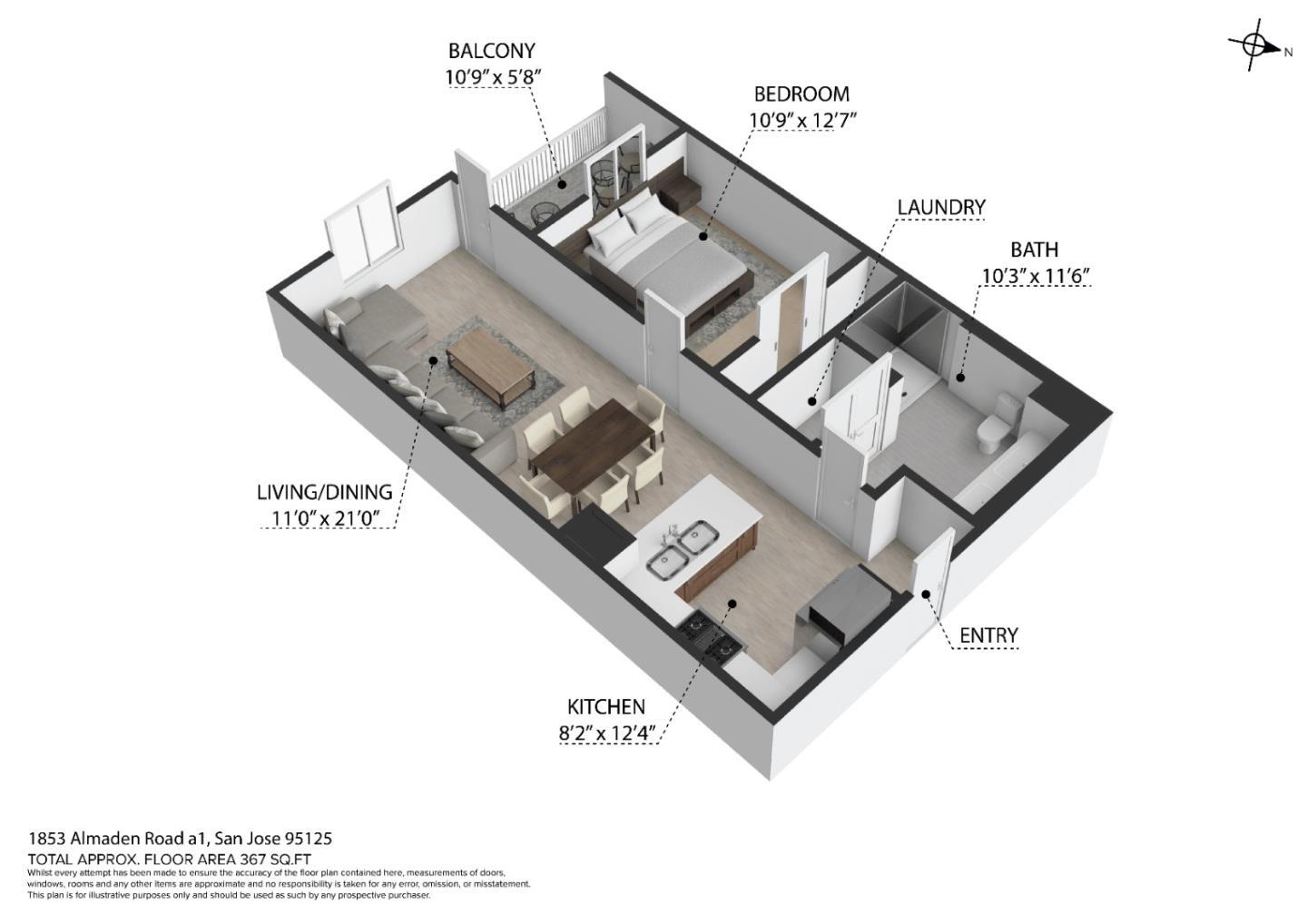 Detail Gallery Image 1 of 17 For 1853 Almaden Rd #214,  San Jose,  CA 95125 - 1 Beds | 1 Baths