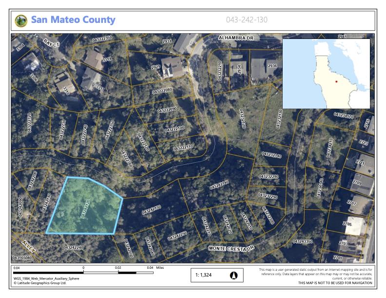 0 Alhambra Drive, Belmont, California 94002, ,Land,For Sale,0 Alhambra Drive,ML81990306