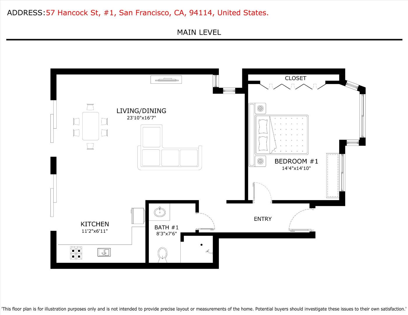 Detail Gallery Image 15 of 15 For 57 Hancock St #1,  San Francisco,  CA 94114 - 1 Beds | 1 Baths