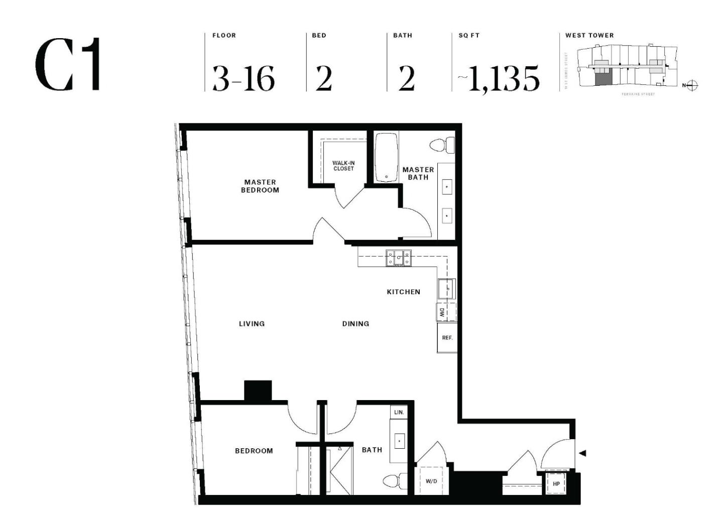 Detail Gallery Image 2 of 29 For 188 W Saint James St #10804,  San Jose,  CA 95110 - 2 Beds | 2 Baths